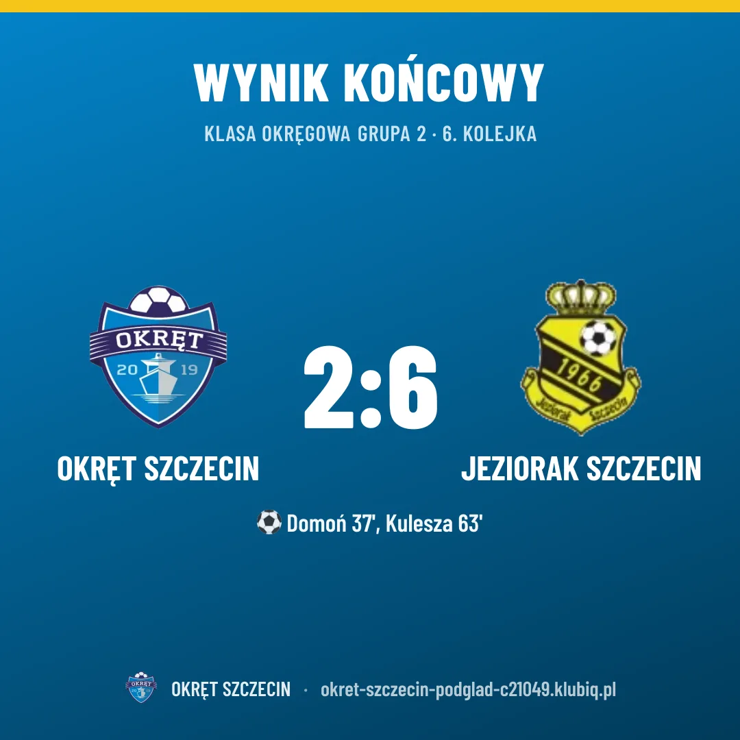 OKRĘT SZCZECIN 2:6 Jeziorak Szczecin